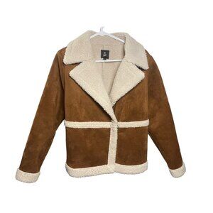 Faux Fur Suede Jacket With Sherpa Lining & Lapel Collar Art Class Girls XL 14/16